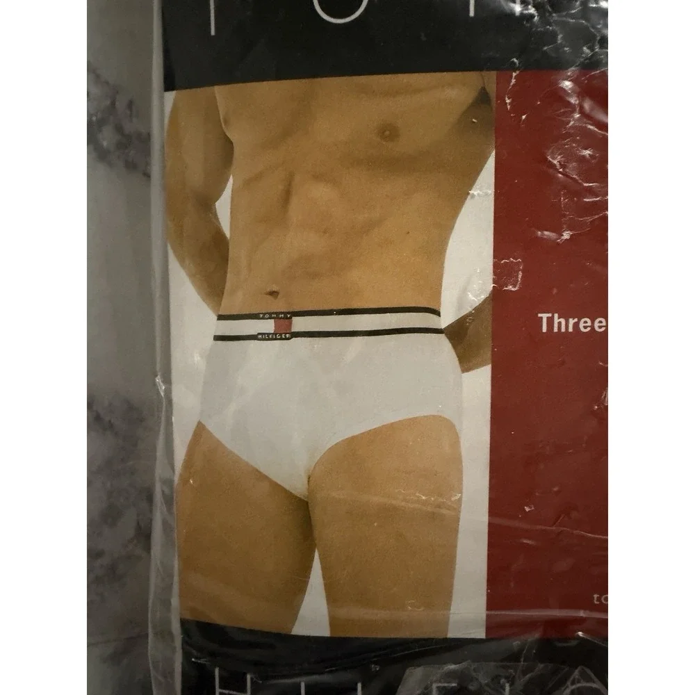 2002 Tommy HILFIGER Briefs Flag Waistband Sz 32 Mid-rise Cotton Vintage 3 Pack
